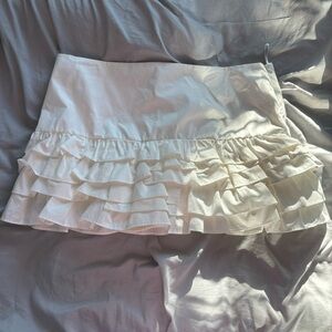 Zara White Ruffle Mini Skort